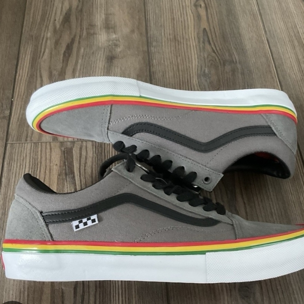 Vans Gray Sneakers with Multicolor Stripe